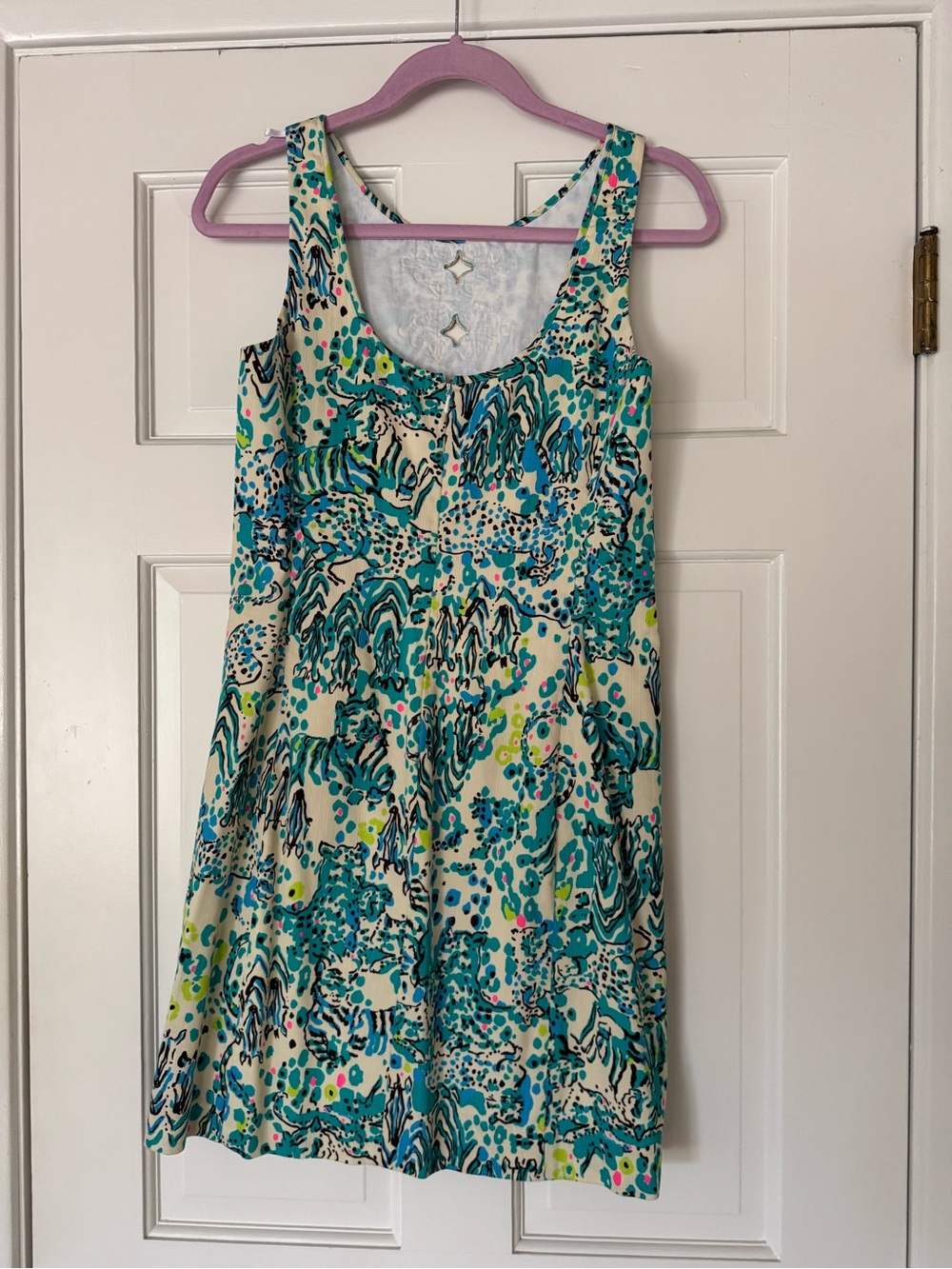 Lilly Pulitzer Teal, Cream & Yellow Floral Shift Dress - Picture 6 of 10